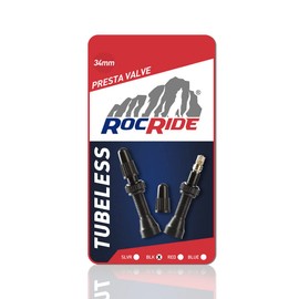 RocRide Tubeless Presta Valve Stems for Bike Tire Rims. Mountain and Road Bicycles. Black and Silver.