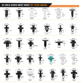 GOOACC GOOACC 1115Pcs Car Push Retainer Clips & Auto Fasteners Assortment -32 Most Popular Sizes Nylon Bumper Fender Rivets with 10 Cable Ties and Fasteners Remover for GM Ford Toyota Honda Chrysler