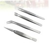 Baluue 4pcs Steel Tweezers Set Multifunctional Thickened Pointed Tweezers for