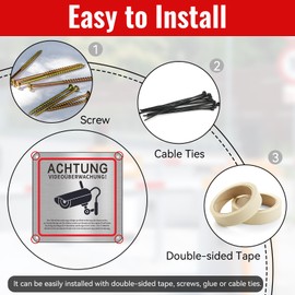 Video Surveillance Sign, Pack of 2, Private Property, 15 x 15 cm, Aluminium, Attention, Camera Surveillance for Surveillance Camera or Dummy