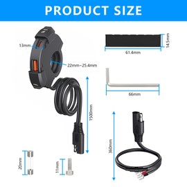 CGEAMDY USB C Socket 12 V Motorcycle Charger, 12 V USB + TYPE-C Socket Motorcycle, QC3.0 Motorcycles Dual Charger, Motorcycles Charging Stand Waterproof