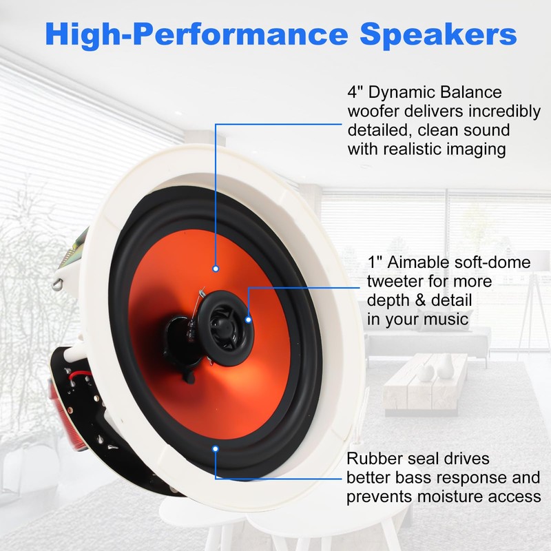 Herdio 8 Inch Bluetooth Ceiling Speakers Max Power 400 Watts