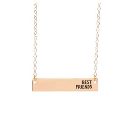 'Best Friends' Horizontal Bar Necklace, Rose Gold Engraved Pendant (Stainless Steel) Miss Fit Boutique