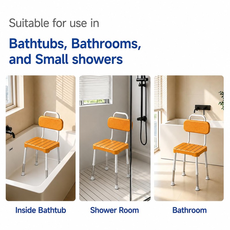 Shower Chair with Back – for Elderly & Disabled, Inside