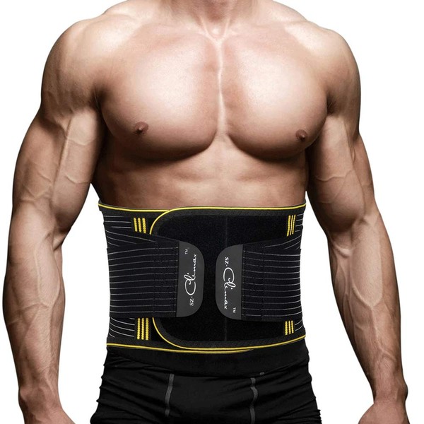 Back Brace, Lumbar Support Belt Waist Backbrace for Back Pain Relief, Sciatica, Scoliosis and Herniated Disc, Compression Belt for Men and Women with Detachable Spring Strip (M - Waist / Belly 29-33")