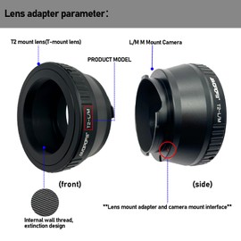 T2-LM Lens Adapter Ring, T-Mount T2 Screw Thread Lens Compatible with Leica M1, M2, M3, M4, M5, M6, M7, M8, Cameras, Minolta CL; GXR.T2-LM