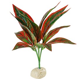 AQUANEAT Terrarium Plant, Fake Reptile Plant for Amphibian Habitat, 10 inch Tall Red