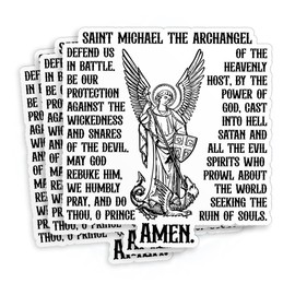 (3Pcs) St Michael Prayer Catholic Archangel Sticker Bible Christian Religious 2" Waterproof Die-Cut Vinyl Sticker for Laptop Water Bottle Phone Car Sticker Gifts 2 Inches