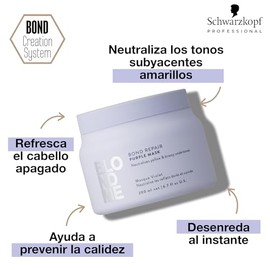 BLONDME Bond Repair Purple Mask 200 ml, Tratamiento Intensivo para Cabello Rubio,Neutraliza Tonos Amarillos y Repara la Fibra Capilar                 