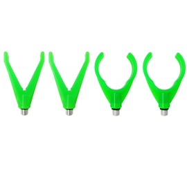 Drchoer 4Pcs Carp Fishing Rod Rest U&V-Head Rod Butt Rests Gripper w/Thread M3/8 Fits All Rod Pod Holder Carp Coarse Fishing Accessory,Black/Green Hard Plastic (Green)