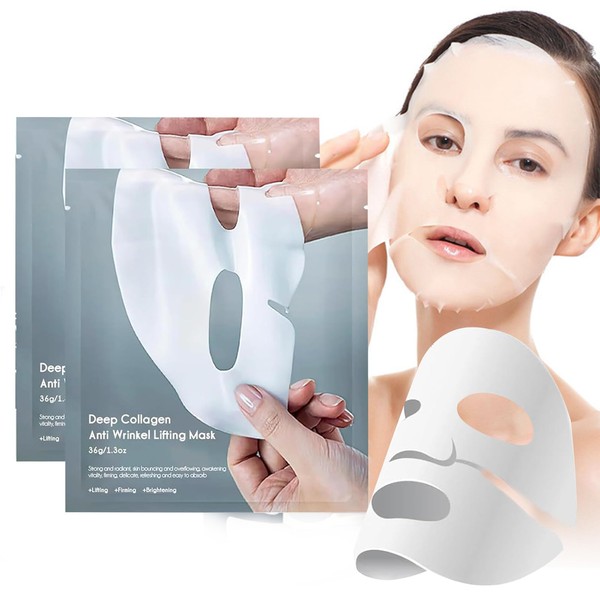 Collagen Mask, Anti-Wrinkle Lifting Face Mask, Pack of 2 Collagen