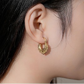 14K Baby Gold-Plated Gypsy Creole Earrings, 15mm Lightweight & Durable, Elegant Everyday Jewellery for Women