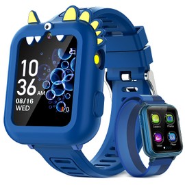 Kids Smart Watch Boys Gift Age 3-12 with 39 Games Alarm Clock Camera Video Music Player Pedometer Flashlight 12/24 hr HD Touch Screen Kids Watch Birthday Boys Gift Toys for 4 5 6 7 8 9 10 Years Olds