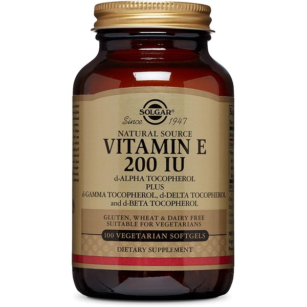 Solgar Vitamin E 200 IU, 100 Softgels - Natural Antioxidant, Skin & Immune System Support - Naturally-Sourced Vitamin E - Gluten Free, Dairy Free - 100 Servings