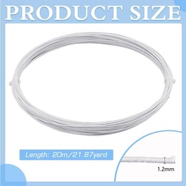 BENECREAT - Alambres florales blancos de 21.8 yardas, alambre de algodón cubierto de calibre 16/1.5 mm, alambres de tallo de hierro para floristería, manualidades, suministros de costura, accesorios