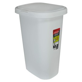 Rubbermaid Spring Top Lid Trash Can, 13-Gallon, White Plastic Wastebasket/Garbage Bin for Home/Kitchen/Bathroom/Garage