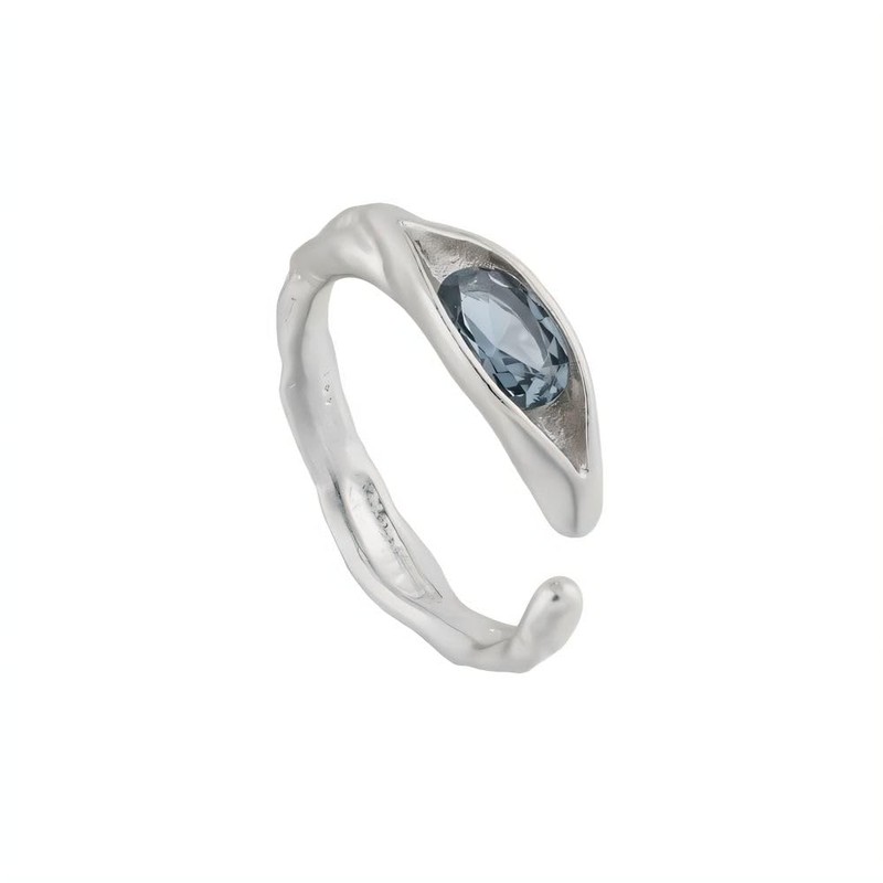 NicoWerk SRI992 Women's Silver Ring Stone 925 Sterling Silver Blue