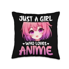 Just a Girl Who Loves Anime Kawaii Anime Merch Japanese Throw Pillow