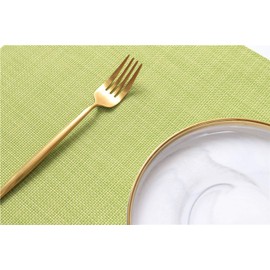 Placemats (Set of 6), Non-Slip Heat Resistant Heat Insulation Placemats for Eating, Washable, Quick Drying, Decorative Place Mat for Kitchen and Dining Room, Green
