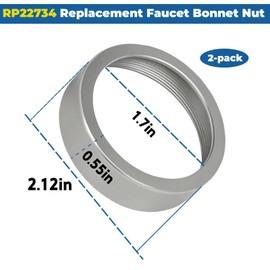 2-Pack RP22734 Replacement Faucet Bonnet Nut - Compatible with Delta R10000 Shower Valve, Durable Metal Construction for Leak-Proof Seal - Easy Installation & Reliable Performance