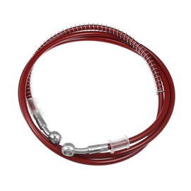 VekAuto Hydraulic Brake Hose Line Pipeline, 175cm 68.9" 10mm 0.39" Braided Oil Pipe with Tube Nut Universal for Motorcycle ATV Dirt Bike Go Kart Durable Stainless Steel Red with Spring