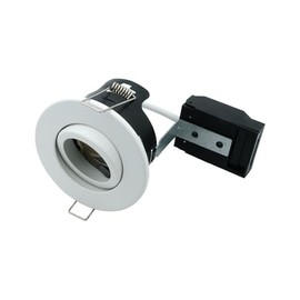 Leyton Lighting FN-T-WHM GU10 Tilt Downlight, IP20, 87mm, matt White, Loop in/Out, Open Back