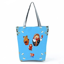 FOXIT Russian purse handbag with dancing matryoshka design and cosmetic bag