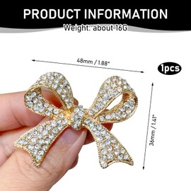 Bow Brooch,Dainty Sparkly Bow Knot Brooch Pin,Vintage Ribbon Bowknot Pearl Lapel Pins,Suitable for Parties,Dances,Weddings,Birthdays,Daily Wear,Adding a Touch of Sophistication to Your Outfit