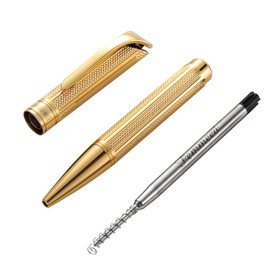 Penneed Ballpoint Pen with Gift Box, Retractable Pen for Men Women Executive Business Office School Supplies, Refillable 1.0mm Black Ink B5 (Gold)