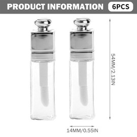 Tavvke 6 Pcs 3ml Empty Lip Gloss Tubes, Clear Refillable Lip Balm Bottles for DIY Lipstick, Lipgloss, Transparent Mini Containers for Makeup and Travel Use