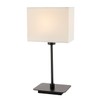 Contemporary Matte Black Bedside Table Lamp with White Cotton Fabric