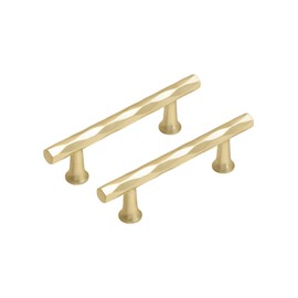 JIASENBAO Brushed Gold Cabinet Pulls 3" Hole Center 5 Pack Hammered Brass Cabinet Handles Decorative Kitchen Drawer Dresser Cupboard Bathroom Vanity Cabinet Hardware Rhombus