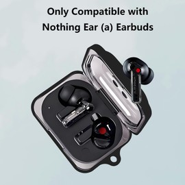 Case Cover Compatible with Nothing Ear (a) Earbuds, Soft Silicone Protective Case with Cleaner Kit with Carabiner Keychain Accessories (Black)