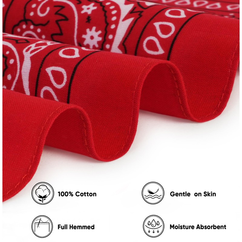 Bycc Bynn 3 Pack Pure Cotton Paisley Pattern Bandanas Square