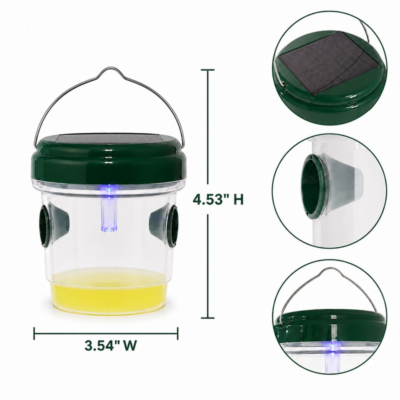 Solar LED Wasp & Fruit Fly Trap – Reusable Hanging