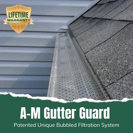 A-M Gutter Guard – Premium Heavy-Duty Aluminum Leaf & Debris Protection, Lifetime Quality (6 Inch - 11.5 Feet, Mill Finish) - DIY Easy - Made in The USA