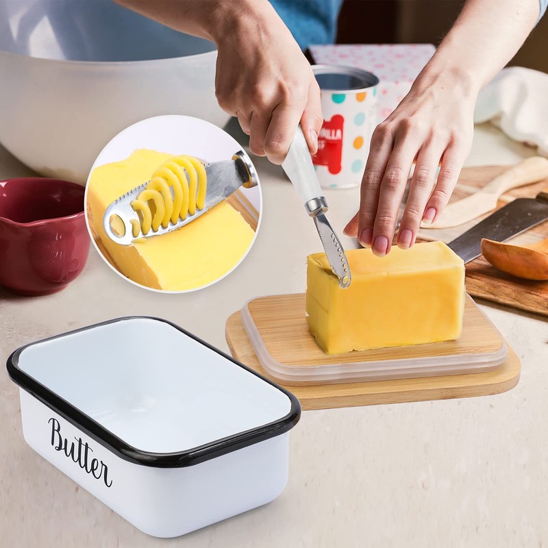 LANDNEOO Butter Dish with Lid and Butter Curler Knife -