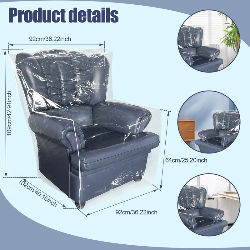 Heavy Duty Plastic Armchair Recliner Cover Pets Clear Cat Scratching