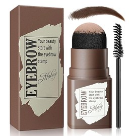 Eyebrow Stamp and Eyebrow Stencil Kit, Eyebrow Powder with 24 Reusable Eyebrow Stencils Kit for Beginners to Natural Brow, 1 Step Brow Stamp Kit Smudge-Proof & Long-lasting & Waterproof (Dark Brown)