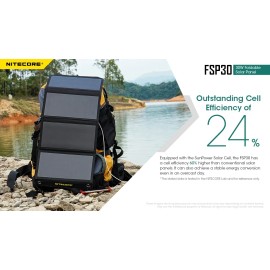 Nitecore FSP30 30W Foldable Solar Panel IPX5 Waterproof -2 USB-A and USB-C Ports