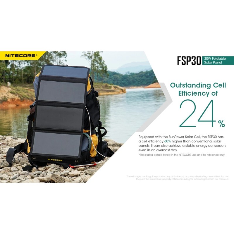 Nitecore FSP30 30W Foldable Solar Panel IPX5 Waterproof -2 USB-A