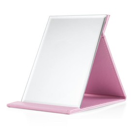 Mudas PU Cover Foldable Portable Tabletop Mirror Small, Pink / 무다스 PU 커버 접이식 휴대용 탁상 거울 소형, 핑크