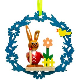 SIKORA OD16 Easter Decoration Easter Bunny Figurines Made of Wood for Hanging Set of 4 Height: 9.5 cm