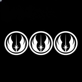 3X Pack Jedi Order Sticker Decal Notebook Car Laptop 5" x 5" (White)