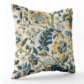 Shorping Good, Zippered Pillowcases 20X20Inch Throw Pillow Covers Floral Jacquard Print Blue Yellow hues for Home Sofa Bedding