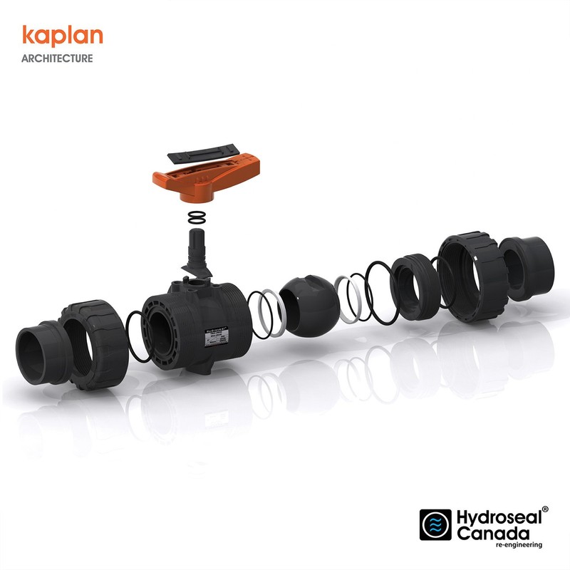 HYDROSEAL Kaplan PVC 1 1/2" True Union Ball Valve with