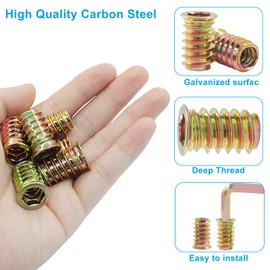 Moicstiy 20 Pcs 3/8"-16x 25mm Threaded Inserts for Wood, Nut Threaded Wood Inserts for Furniture