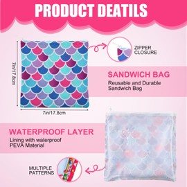 Ctosree 6 Pieces Reusable Sandwich and Snack Bags for Girls Kids Women Washable Lunch Pouch for School Food Safe Double Layer Organizers