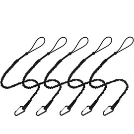 Tool Lanyard，5 Pack Safety Tool Leash，Retractable Bungee Cord with Aluminum Lock Carabiner and Adjustable Loop End, Maximum Weight Limit 13.6KG / 30lb, Fall Restraint with Shock Cord Stopper