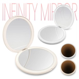Portable High-End Makeup Mirror | Infinite Abyss LDD Folding Design Mirror Led Mirror Compact Mirror Pocket Mirror Mini Mirrorcolor: pink, size: Small (Under 20")